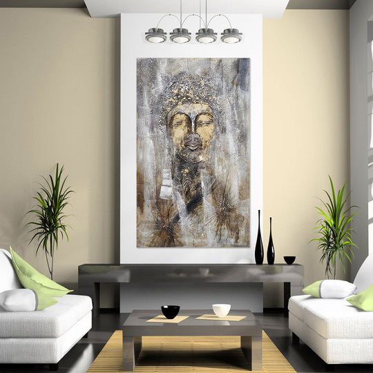 Buddha's Grace - Large Scale 120x200cm  Modern Abstract Art featuring A Portrait of a Buddha