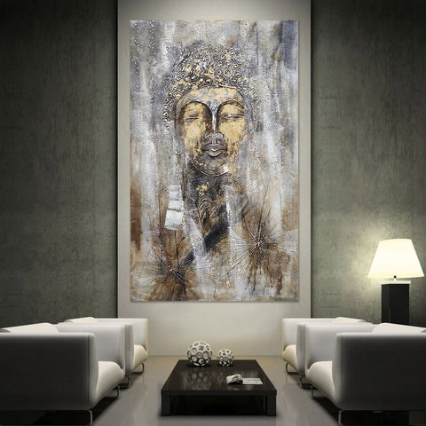 Buddha's Grace - Large Scale 120x200cm  Modern Abstract Art featuring A Portrait of a Buddha