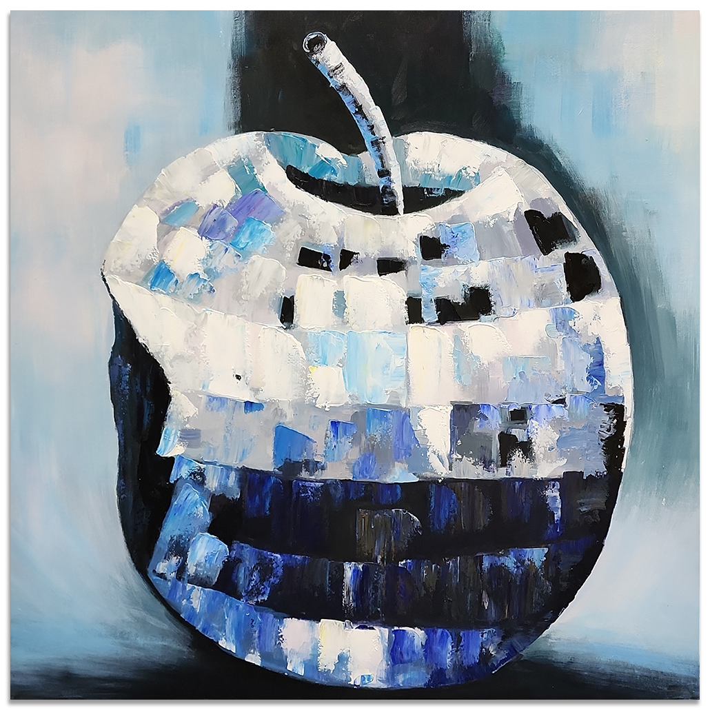 Apple Ecstasy - An Apple Painted in the Style of a Disco Ball Size 100x100cm