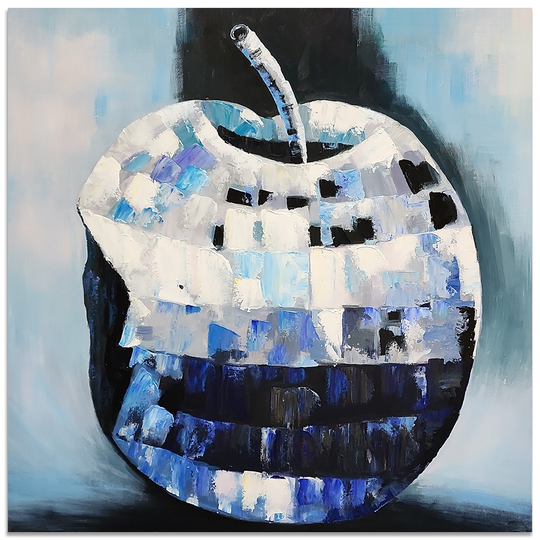 Apple Ecstasy - An Apple Painted in the Style of a Disco Ball Size 100x100cm