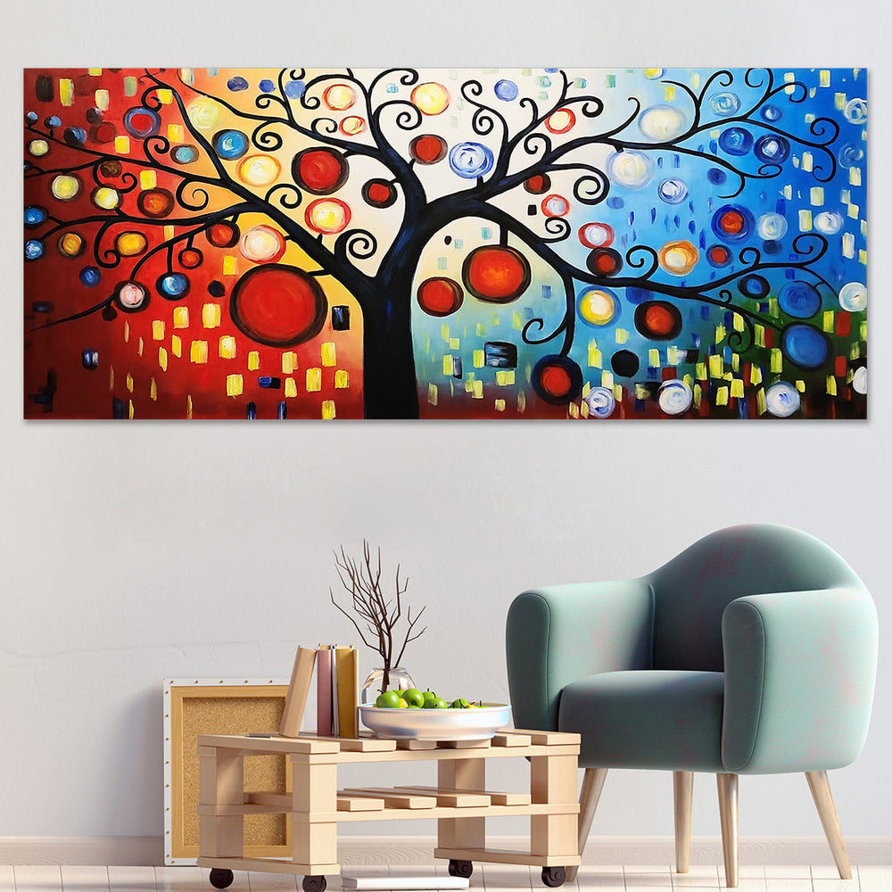 Tree of Life - Hand Painted , Colourful, Whimiscal Tree Modern Art size Extra Large 100x240cm