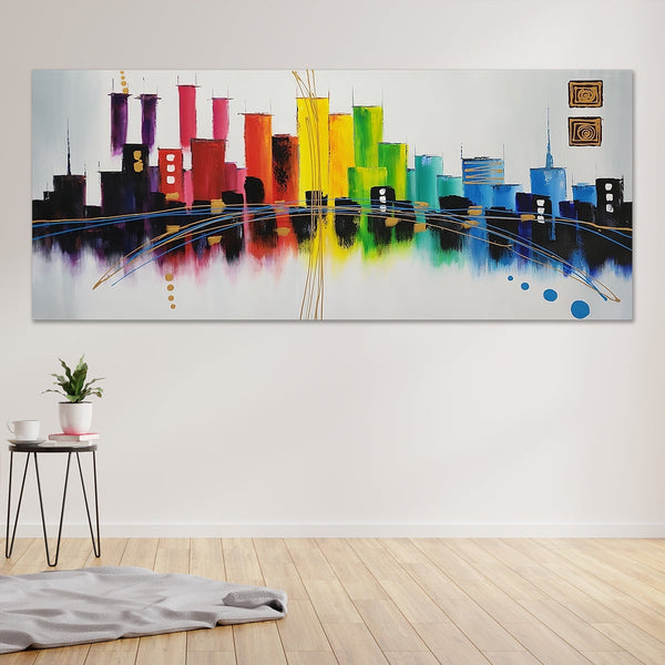 Built By Colour - Stylized Colourful Cityscape Art 100x240cm