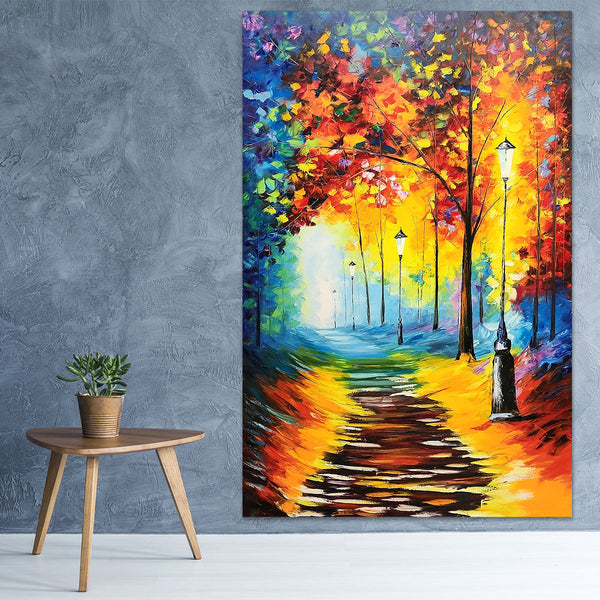 Path Amid Spectacle - Palette Knife Oil Painting of a Colourful Pathway Large 150x230cm