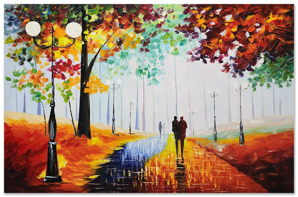 Autumn Bliss - Warm, Earthy toned Palette Knife Romantic Pathway Art 120x180cm