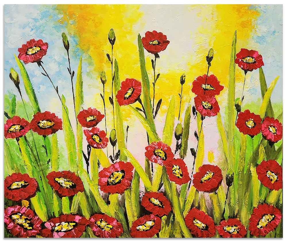 Red Bliss - Colourful Floral themed Artwork Size 100x120cm