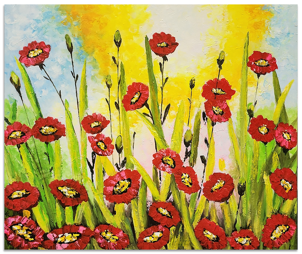 Red Bliss - Colourful Floral themed Artwork Size 100x120cm