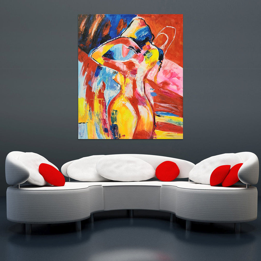 Colourful Nude - Striking Modern Abstract Female Nude Size 100x120cm