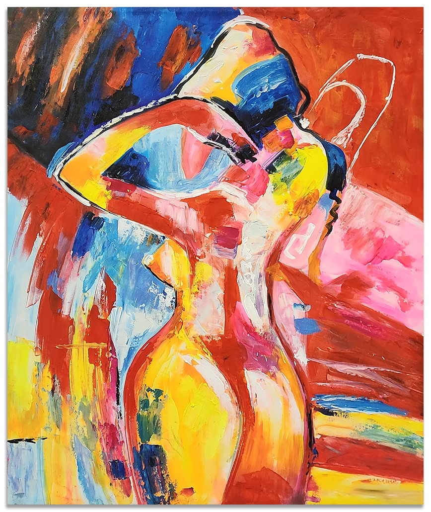 Colourful Nude - Striking Modern Abstract Female Nude Size 100x120cm