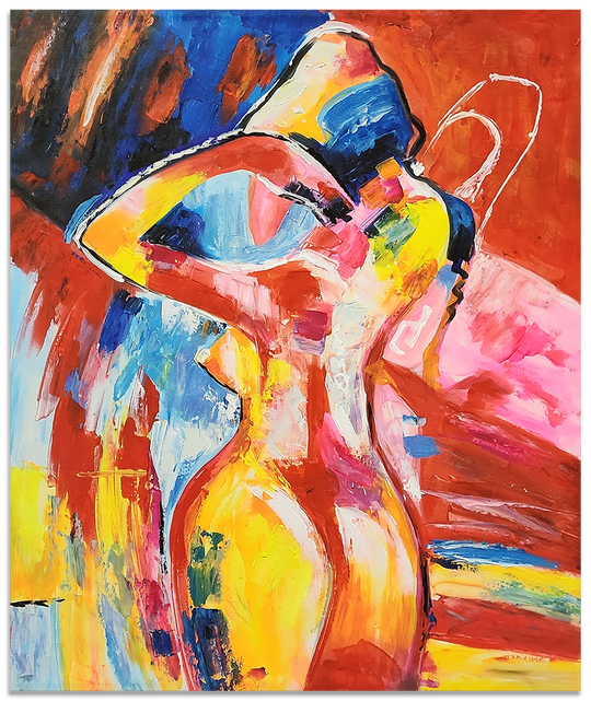 Colourful Nude - Striking Modern Abstract Female Nude Size 100x120cm