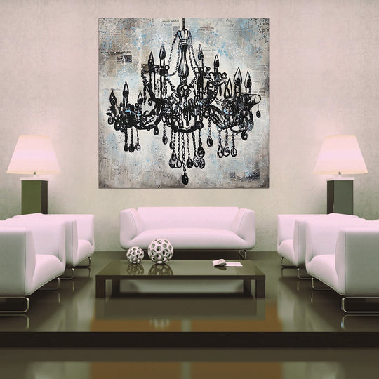 Chandelier - Mixed Media Art Depiction of an Ornate Chandelier Size 100x100cm