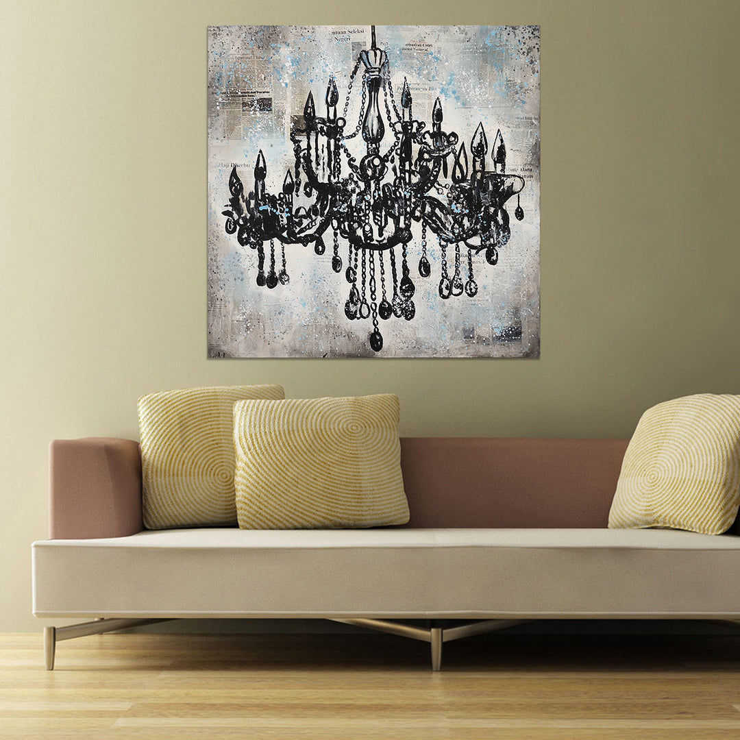 Chandelier - Mixed Media Art Depiction of an Ornate Chandelier Size 100x100cm