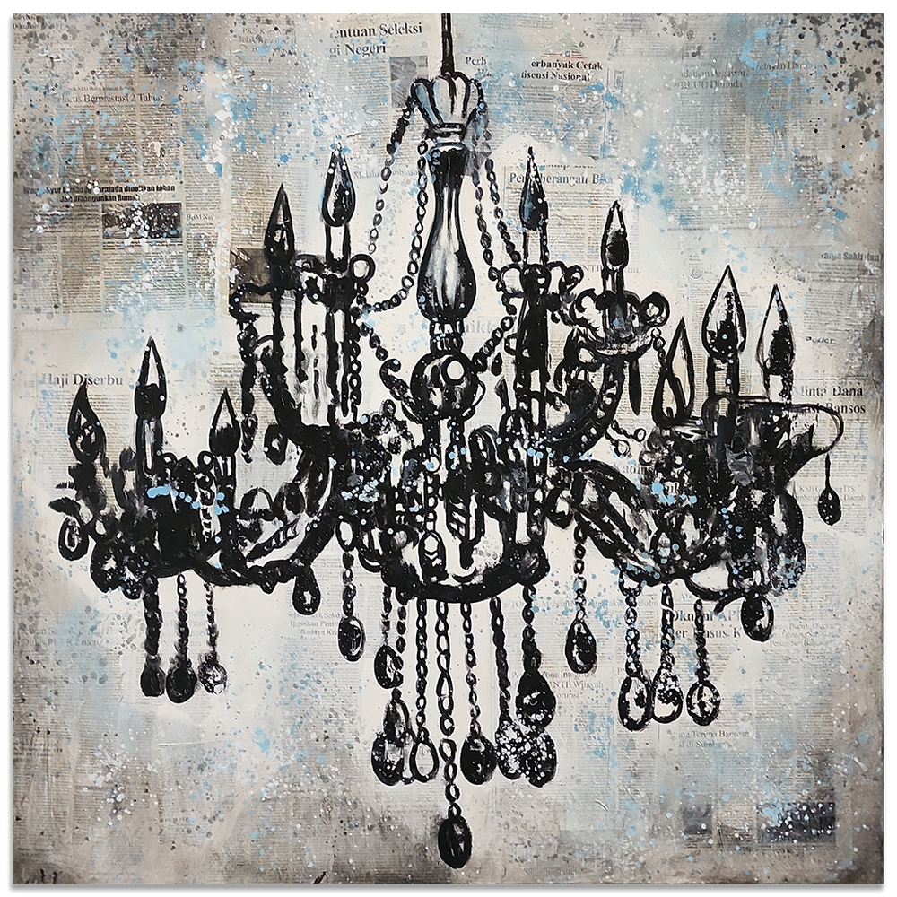 Chandelier - Mixed Media Art Depiction of an Ornate Chandelier Size 100x100cm