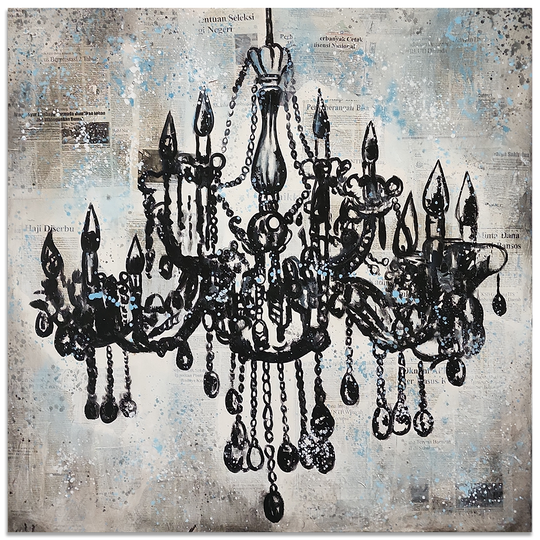 Chandelier - Mixed Media Art Depiction of an Ornate Chandelier Size 100x100cm