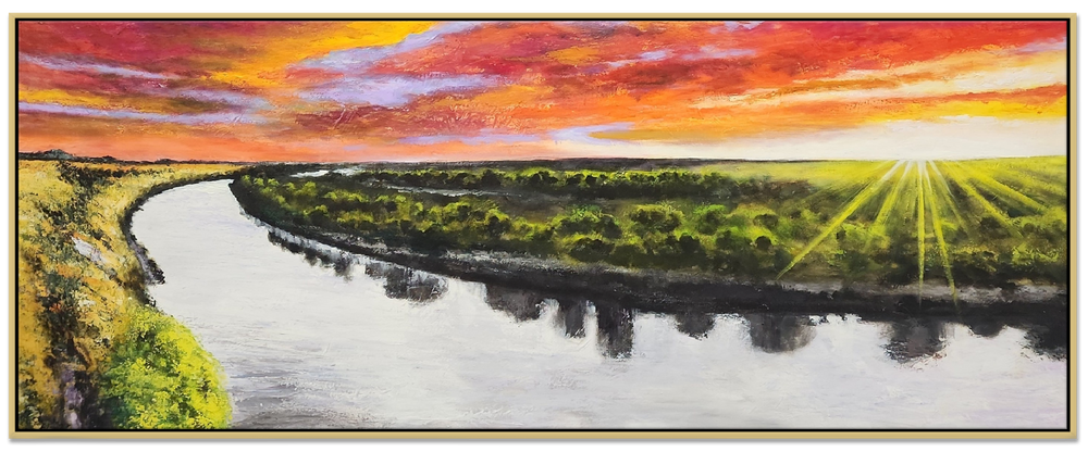 Murray River - Highly Textural, hand Painted Depiction of a Iconic Australian Landmark Size 80x200cm