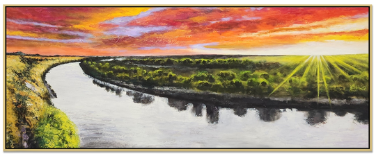 Murray River - Highly Textural, hand Painted Depiction of a Iconic Australian Landmark Size 80x200cm