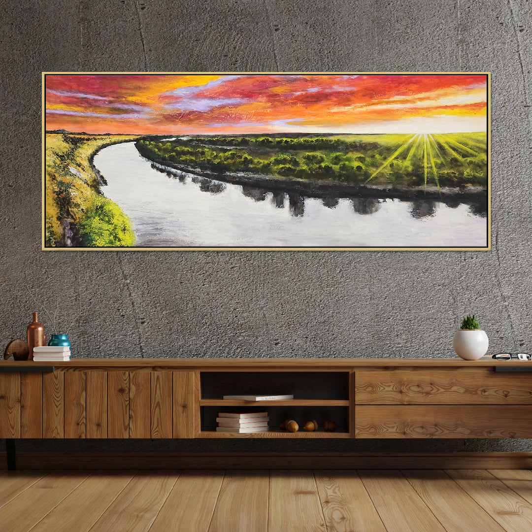 Murray River - Highly Textural, hand Painted Depiction of a Iconic Australian Landmark Size 80x200cm