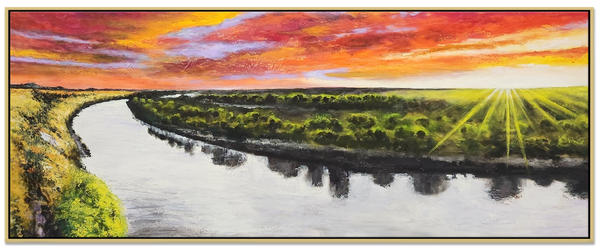 Murray River - Highly Textural, hand Painted Depiction of a Iconic Australian Landmark Size 80x200cm