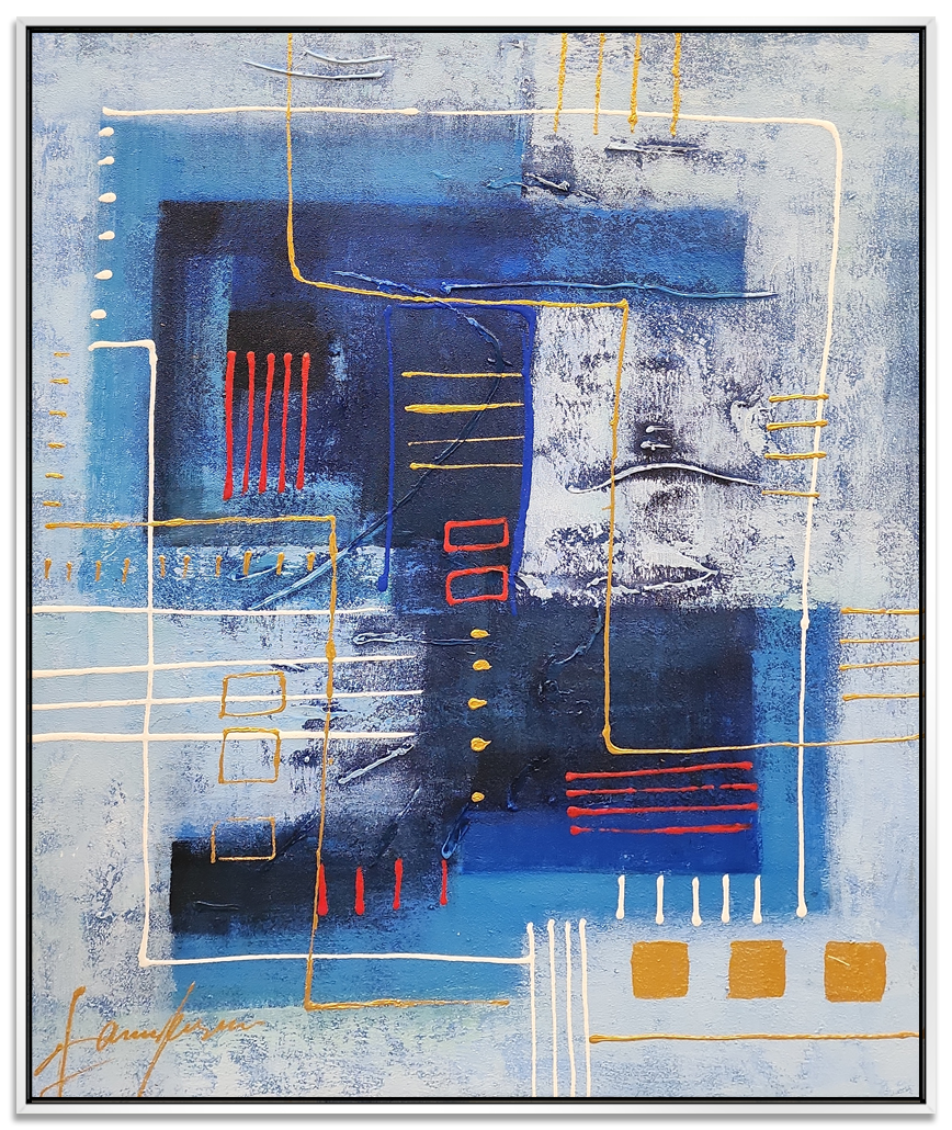 Aesthetic Impositions - Stunning Modern Abstract Art in feature size 100x120cm, finished with a Neutral Coloured Frame