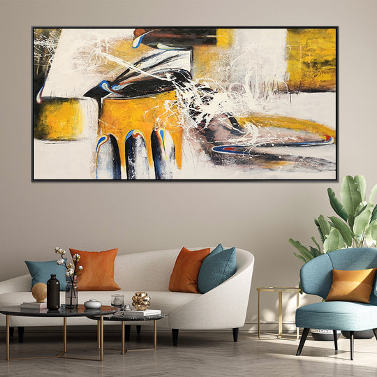 Witness to the Reckoning - Striking, Energetic Modern Abstract Featuring an Oak Coloured Shadow Frame