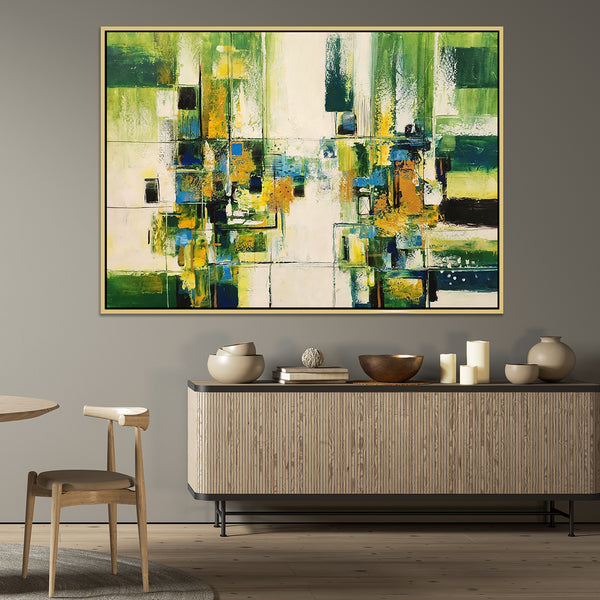 Deep Greens - Striking Modern Abstract Art featuring predominantly Green tones, size 100x150cm