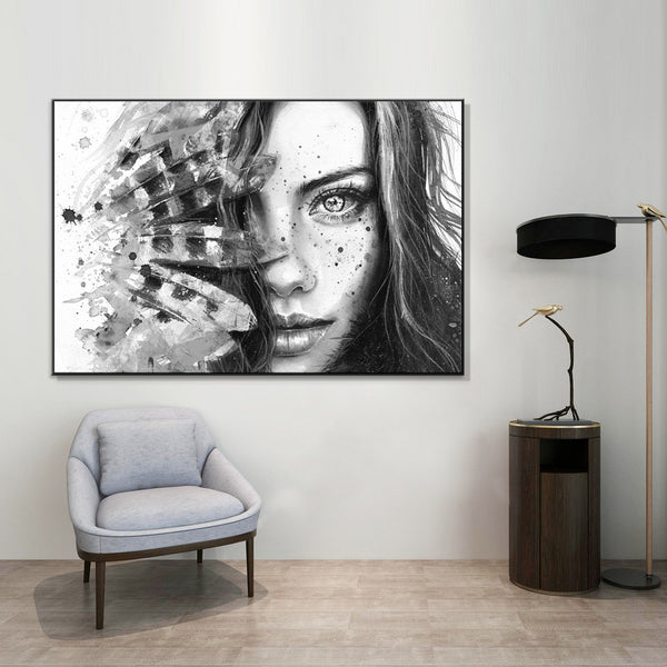 Permissive Gaze (Black and White) - Framed Art - JP341