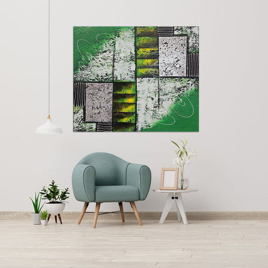 Natural Uniformity - Striking Green Modern Abstract Art size 100x120cm.