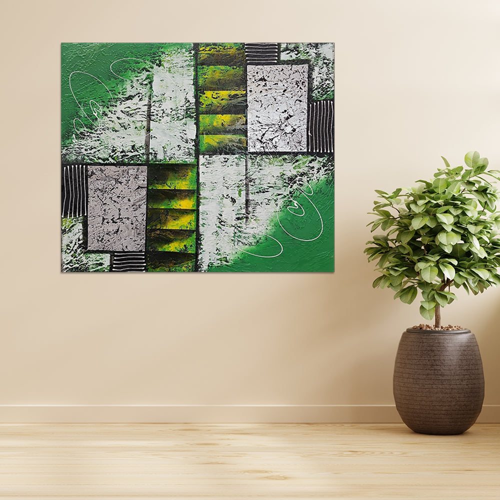 Natural Uniformity - Striking Green Modern Abstract Art size 100x120cm.