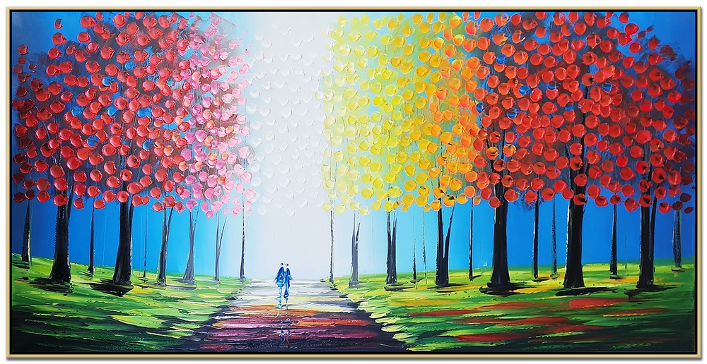 An Enlightened Path - Gorgeous Heavily Textured Oak Framed Palette Knife Art