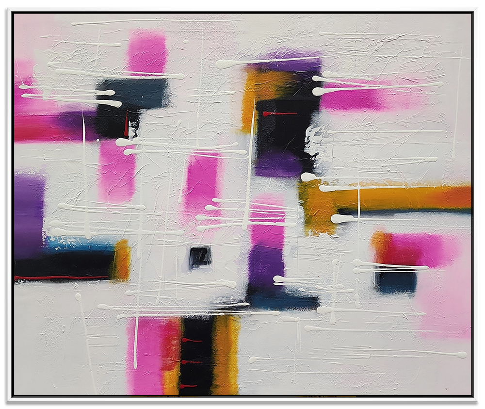 Soft Grunge - Beautiful Modern Abstract Art with Pink-Purple Coloured Accents, size 100x120cm