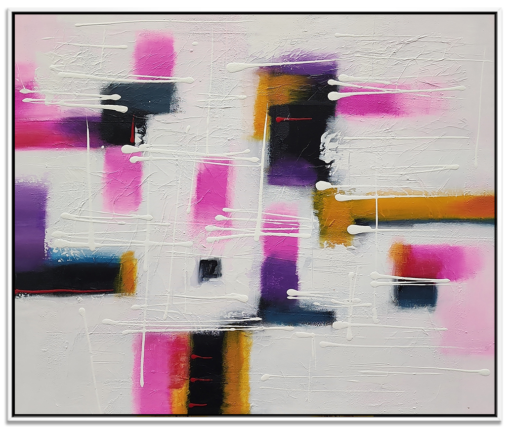 Soft Grunge - Beautiful Modern Abstract Art with Pink-Purple Coloured Accents, size 100x120cm