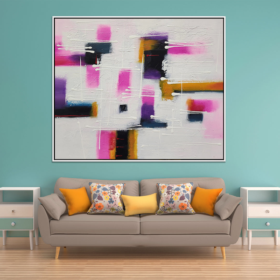 Soft Grunge - Beautiful Modern Abstract Art with Pink-Purple Coloured Accents, size 100x120cm