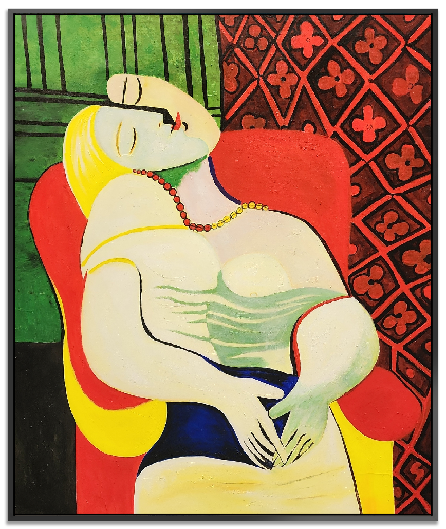 Picasso - Lav Reve - Highly Quality Hand Painted Reproduction, Size 100x120cm and fitted in a Black Frame